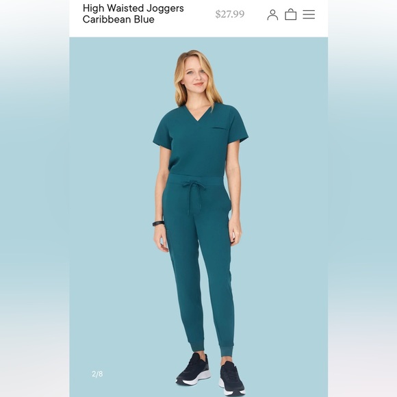 Mandala Caribbean Blue High Waisted Scrub Pants - Picture 3 of 3